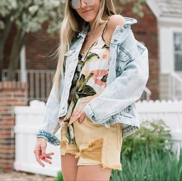 Kancan Washed High-Rise Distressed Shorts Sz Small Festival Beach Summer Boho - Picture 2 of 10